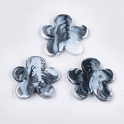 Шифер Серый Акриловые бусины, Стиль имитация драгоценных камней, два тона, цветок, шифер серый, 40x42x5.5 мм, Отверстие : 3 мм , около 85 шт / 500 г