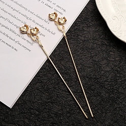 Golden Alloy Hair Stick Findings, Flower, Golden, 180mm