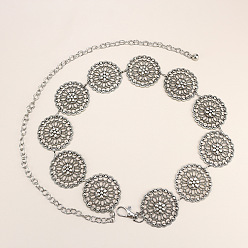 Цветок Тибетский стиль сплав цепи цепи живота, античное серебро, цветок, 1500 мм