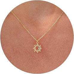 Солнце Латунные ожерелья с подвесками для женщин, золотые, солнце, 17.72 дюйм (45 см)