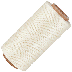 Beige 1 enrouler à plat le cordon en coton ciré, avec 1 des sacs cadeaux en organza avec cordon de serrage, beige, 0.8mm, environ 284.34 yards (260m)/rouleau
