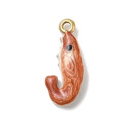 Креветка 304 нержавеющей стальной эмали подвески, океанские темы, с блеском порошок, золотые, креветка, 21x9.5x4 мм, отверстие : 1.6 мм