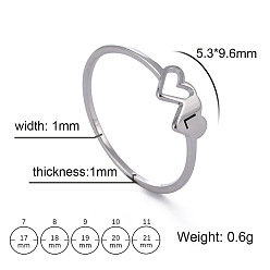 Letter L 304 Кольца из нержавеющей стали для женщин и мужчин, сердечко с буквой а~г, Письмо L, внутренний диаметр: 19 мм