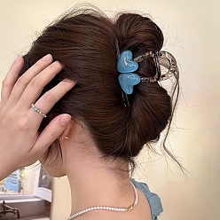 Светло-Голубой Пластиковые зажимы когтя волос, сердце, аксессуары для волос для женщин и девочек, Небесно-голубой, 55x80 мм