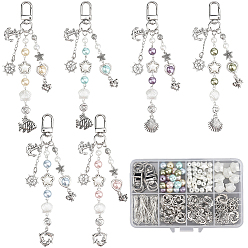 (52) Непрозрачная лаванда Наборы для самостоятельного изготовления подвесок из стеклянных бусин и сплавов в виде морских животных, разноцветные, 33x13x5 мм, отверстие : 10x7 мм