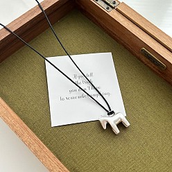 Лошадь Женские ожерелья с подвеской из латуни, регулируемые, из черного вощеного шнура, лошадь, 28.35 дюйм (72 см)