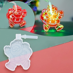 White DIY Christmas Lights Silicone Statue Molds, Resin Casting Molds, Clay Craft Mold Tools, Santa Claus, White, 70x66.5x11mm, Hole: 5mm