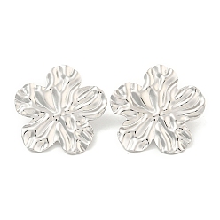 Нержавеющая Сталь Цвет Устойчивые к потускнению 304 серьги-гвоздики из нержавеющей стали для женщин, цветок с фактурой, цвет нержавеющей стали, 28.5x29.5 мм