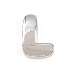Letter L Латунные бусины, долговечный, стойки покрытие, без свинца и без кадмия, платина, Письмо L, 14x10x5 мм, отверстие : 11x3 мм
