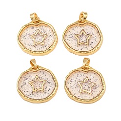 Звезда Подвески латуни cmолы, с блеском порошок, звезда, 18.5x20x3.5 мм, отверстие : 3x5 мм