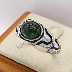 Природный Драгоценный Камень 316l мужские перстни из хирургической нержавеющей стали и синтетических драгоценных камней, овальные, античное серебро, размер США 11 (20.6 мм)