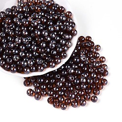 Седло Коричневый Прозрачное стекло Бисер, остекление стиль, круглые, седло коричневый, 6 мм, отверстие : 1.2 мм, Около 1500 шт / фунт