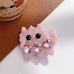 Pink Заколки для волос из кожи аллигатора из ацетата целлюлозы и стразов, аксессуары для волос для женщин и девушек, розовые, 45x39x15 мм