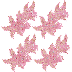 Ярко-Розовый 4 шт. аппликации в виде цветов и листьев из полиэстера и пластика, пришиваем заплатки из фетра, костюм украшение аксессуары, ярко-розовый, 296x172x6.5 мм