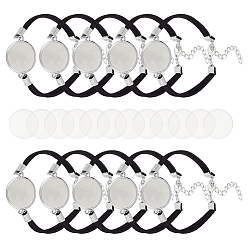 Черный Наборы для самостоятельного изготовления замшевых браслетов, в том числе кабошоны из прозрачного стекла, чёрные, 8-1/8 дюйм ~ 8-1/4 дюйм (20.5~21 см), лоток : 20 мм, 20 шт