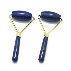 Ляпис-Лазурь Массажер для лица из натуральной лазурита, лицевые ролики, золотые, 140.5x62.5x25 мм
