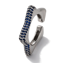 Темно-Синий Кольца-манжеты для женщин с открытыми кольцами из латуни и кубическим цирконием в виде звезды, без свинца и без кадмия, долговечный, платина, темно-синий, 3.5 мм