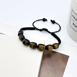 Тигровый глаз Браслеты из плетеных бусин из натурального кубического тигрового глаза, 6-1/2~11 дюйм (16.5~28 см)