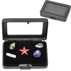 Black Alloy Boxes, with Glass Windows, Rectangle, Black, 5.5x8x1.65cm