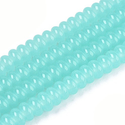 Бледно-бирюзовый Стеклянные бусины, имитация нефрита , рондель, бледные бирюзовая, 6x3 мм, отверстие : 1 мм, около 118~121 шт / нитка, 14.96~15.31'' (38~38.9 см)