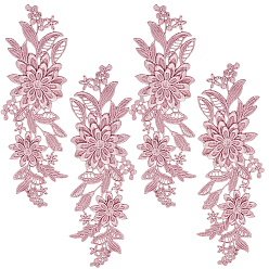 Pink Аксессуары для костюмов с вышивкой из полиэстера и блесток, швейные украшения, цветок, розовые, 242x85x4 мм