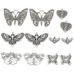 Античное Серебро 12 шт 6 подвески из цинкового сплава в тибетском стиле, полый бабочки, античное серебро, 19~43 мм, 2 шт / стиль