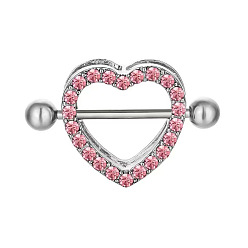 Нержавеющая Сталь Цвет 304 Кольца для сосков из нержавеющей стали со стразами, булавки для пирсинга сосков, цвет нержавеющей стали, 19 мм, штифты : 1.6 мм, Руководитель: 5 mm