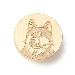 Собака Золотистый тон сургучной печати, латунные головки штампов, для сургучной печати, серия домашних животных, собака, 25x14 мм, отверстие : 7 мм