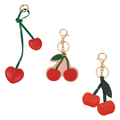 Красный 3 шт. 3 стили брелки из искусственной кожи и сплава, золотые, вишня, красные, 130~200 мм, 1 шт / стиль