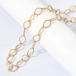 Настоящее золото 18K 304 Цепочки из нержавеющей стали с ромбовидными звеньями, ионное покрытие (ip), реальный 18 k позолоченный, 23.74 дюйм (60.3 см)