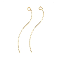 Настоящее золото 18K Латунная фурнитура для серег, с петлей, долговечный, без никеля , волнистая линия, реальный 18 k позолоченный, 50x6x1 мм, отверстие : 2 мм