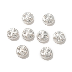 Посеребрённый Мульти-лепесток латунной шариковой колпачок, без свинца и без кадмия, колонка, 925 серебро покрытием, 6x3 мм, отверстие : 0.7 мм
