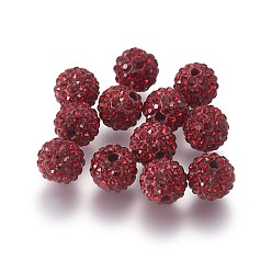 Сиамский Бусины со стразами, полимерная глина , pave disco бусины, класс А, Сиам, 8 мм, отверстие : 1.5 мм