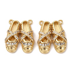 Настоящее золото 18K Латунные микро проложить кубического циркония подвески, обуви, долговечный, без кадмия и без свинца, стойки покрытие, реальный 18 k позолоченный, 15.5x13x4.5 мм, отверстие : 1 мм