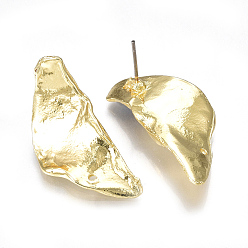 Light Gold Alloy Stud Earring Findings, with Loop, Steel Pins, Light Gold, 32x14.5mm, Hole: 1.2mm, Pin: 0.7mm