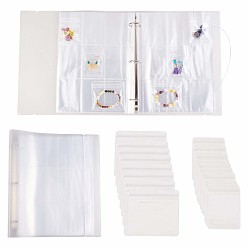 Прозрачный Прозрачная книжка для хранения украшений, с 312 прорезями и 120 прозрачными пакетами с застежкой-молнией, ПВХ антиокислительный органайзер для хранения ювелирных изделий для колец, ожерелий, браслетов, серег, ювелирных бусин, прозрачные, 30x27.5x5.5 см