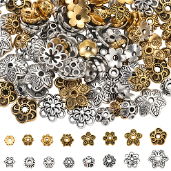 Античный Серебрянный & Античный Золотой 160 шт. 16 стили колпачков из сплава, цветок, старинное серебро и античный золотой, 6~10x6~10.5x2.5~4 мм, отверстие : 1~1.8 мм, 10 шт / стиль