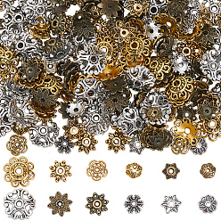 (52) Непрозрачная лаванда 360шт 12 стили колпачки из сплава в тибетском стиле, цветок, разноцветные, 6~12x6~12x1.5~4.5 мм, отверстие : 1~2 мм, 30 шт / стиль