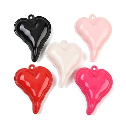 Темно-Красный Непрозрачной акриловые большие подвески, сердце, темно-красный, 54x42x15.5 мм, отверстие : 3 мм