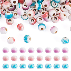 Round 200Pcs Handmade Porcelain Beads, Bright Glazed Porcelain, Round, 6.5x5mm, Hole: 2.5mm, 200pcs