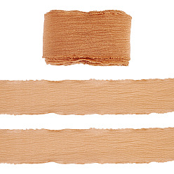 Цвет Древесины 3 рулоны бахромчатой полиэфирной ленты, необработанный край проволочная лента, аксессуары для одежды, для упаковки подарков, деревесиные, 1-3/8 дюйм (36 мм), около 5.47 ярдов (5 м) / рулон