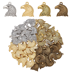 (52) Непрозрачная лаванда 72 шт 4 цвета подвески из сплава в тибетском стиле, прелести орла, разноцветные, 21x19x3 мм, отверстие : 1.8 мм, 18 шт / цвет