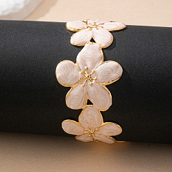 Снежный Браслеты-манжеты из сплава с эмалью, сакура, с железом, снег, 1-3/8 дюйм (3.5 см), внутренний диаметр: 2-3/8 дюйм (6 см)