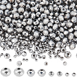 с Платиновым Покрытием 8 нити 4 стили гальванизированные прозрачные стеклянные бусины нити, полное покрытие, граненые, рондель, с покрытием платиным, 2.5~8x2~6 мм, отверстие : 0.4~1 мм, 2 прядь / стиль