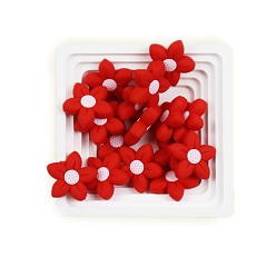 Красный Цветок силиконовые бусины, изготовление ожерелий diy, красные, 26x26 мм