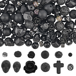 (52) Непрозрачная лаванда Наборы для самостоятельного изготовления эластичных браслетов в готическом стиле, включая окрашенную синтетическую бирюзу, черные камни и коралловые бусины, бусины из натуральной лавы, Стеклянные бусины, Эластичная кристальная нить, разноцветные, 8~10 мм, отверстие : 0.8~1.5 мм