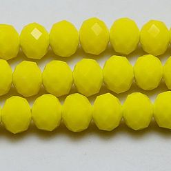 Желтый Стеклянные бсуины, имитация нефрита, граненые, рондель, желтые, 4x3 мм, отверстие : 1 мм, около 138 шт / нитка, 16.5 дюйм
