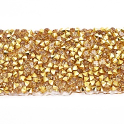 Gold Glitzerharz Hotfix Strass (Schmelzkleber auf der Rückseite), Strassbesatz, Kostüm-Zubehör, Gold, 30.5x2.5 mm, 5 Hof / Rolle