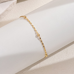 Настоящее золото 18K Модные винтажные пляжные браслеты с шариками из латуни, регулируемые женские цепочки для щиколотки, реальный 18 k позолоченный, 9-1/8 дюйм (230 мм)