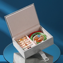 Gray PU Leather Jewerly Storage Boxes, with Magnetic Clasp, Rectangle, Gray, 12.5x5.5x17.5cm